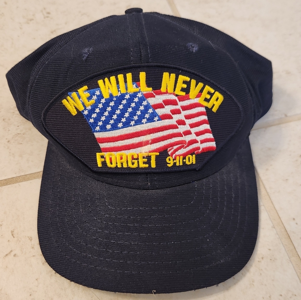 9-11-01 Eagle Crest Navy Blue Hat Snapback One Size American Flag